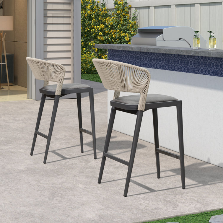Corrigan Studio® Patio Bar Stool with Cushion & Reviews Wayfair Canada